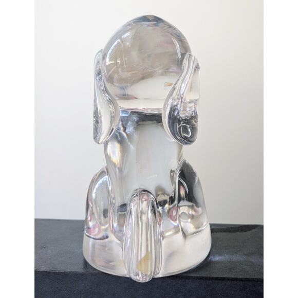 Murano Style Art Glass Beagle Snoopy Dog Paperweight Figurine Clear Solid Heavy - Picture 4 of 10
